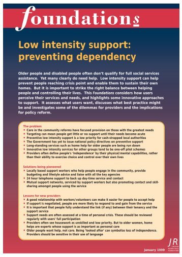 Low intensity support - Joseph Rowntree Foundation