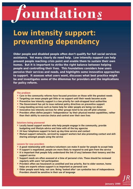 Low intensity support - Joseph Rowntree Foundation