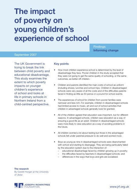 The impact of poverty on young children's experience of school ...
