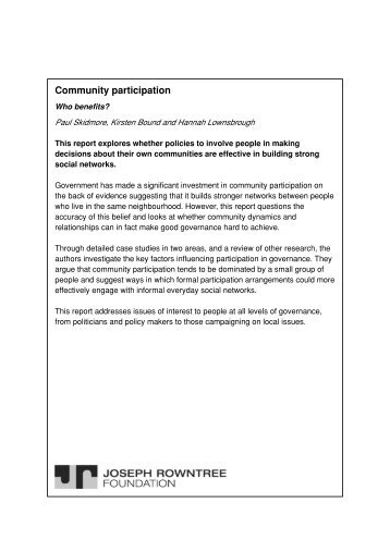 Community participation - Joseph Rowntree Foundation