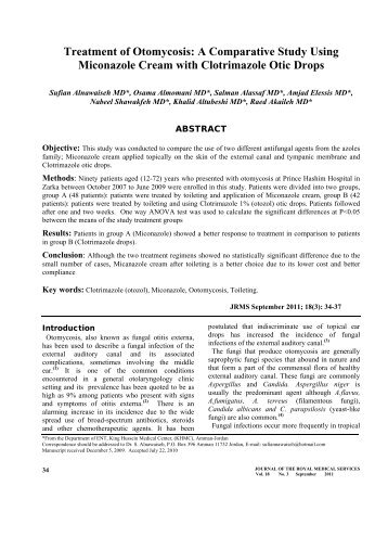 Treatment of Otomycosis: A Comparative study using Miconazole ...