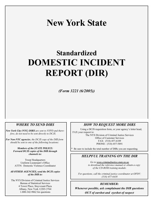 new york state domestic incident report dir york incident report