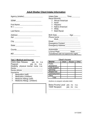 adult intake form adult intake form