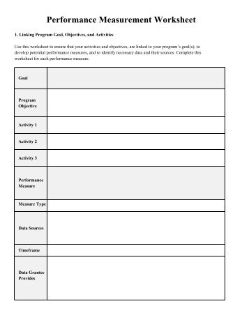 Performance Measurement Worksheet