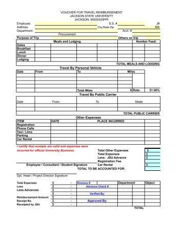 Voucher for Travel Reimbursement - Jackson State University