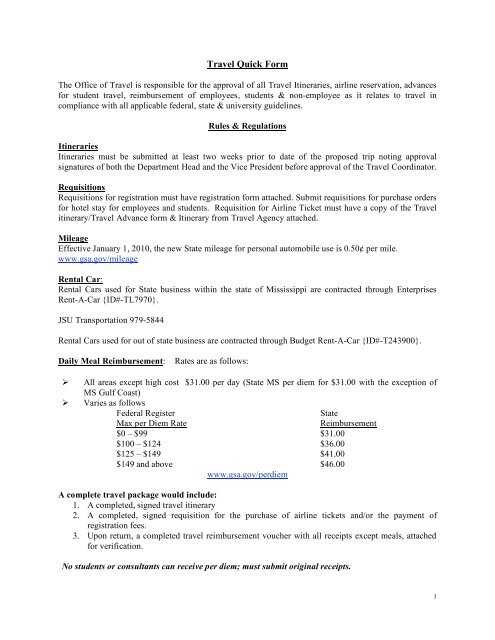 Quick Form - Jackson State University