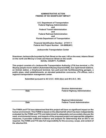 JRTC-Full Package EA-FONSI - Jacksonville Transportation Authority