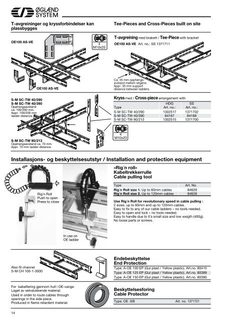 Kabelstigesystem Cable ladder system type Oe - JT Day Pty Ltd
