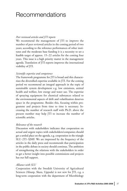 Evaluation of JTI's R&D Activities 2005–2008 - Formas