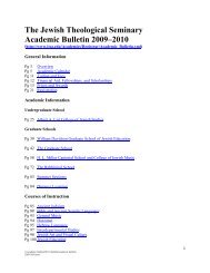 The Jewish Theological Seminary Academic Bulletin 2009â2010