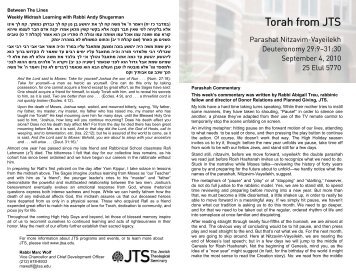 Torah from JTS Nitzavim-Vayeilekh 5770