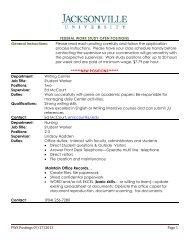 federal work study job opportunities - Jacksonville University