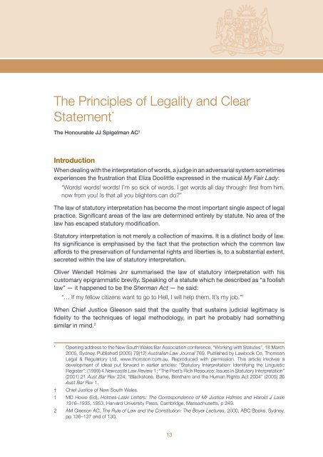 The Principles of Legality and Clear Statement* - Judicial ...