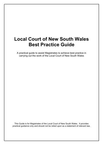 Local Court of New South Wales Best Practice Guide - Judicial ...