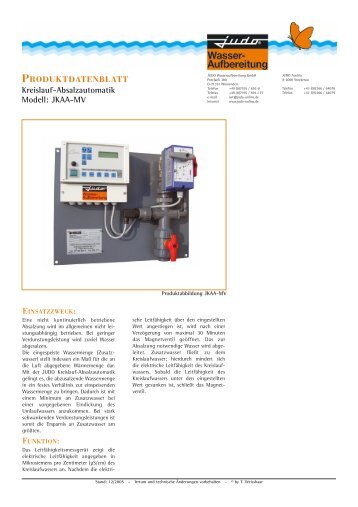 Produktdatenblatt JUDO Kreislauf-Absalzautomatik