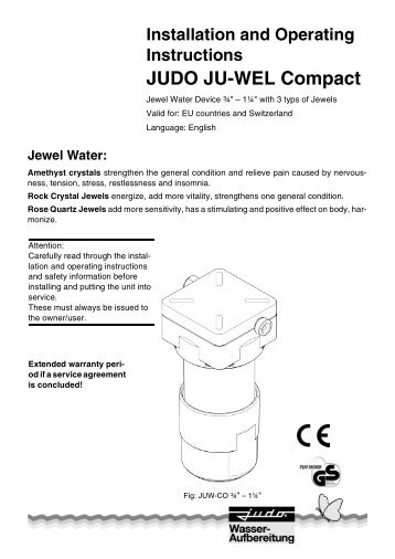 Installation and Operating Instructions JUDO JU-WEL Compact