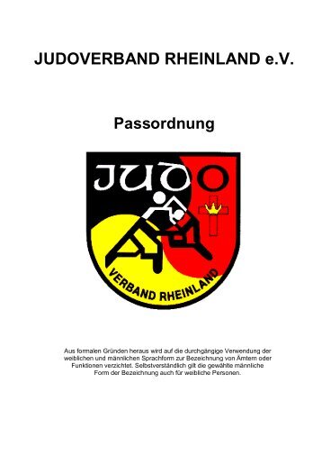 Passordnung - beim Judoverband Rheinland eV