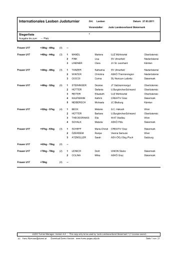 Siegerliste - Judo Landesverband Steiermark