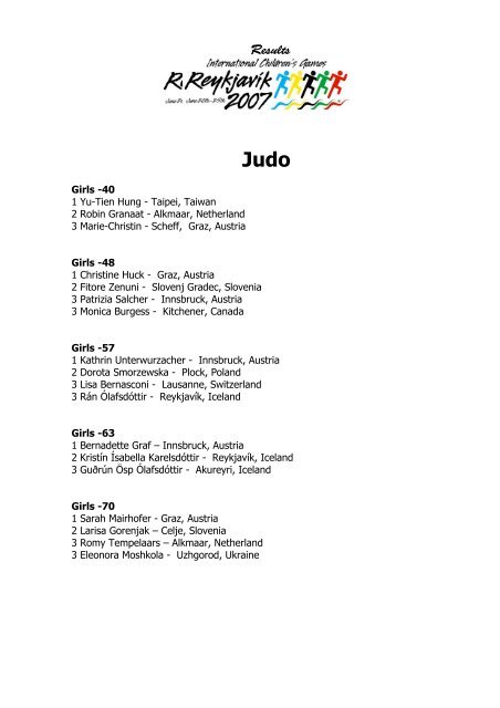 Results - Judo Landesverband Steiermark