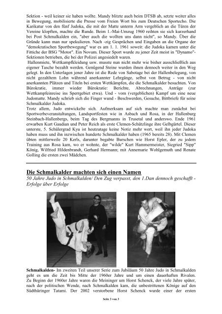 Artikelserie 50 Jahre - SV Schmalkalden 04 eV Judo