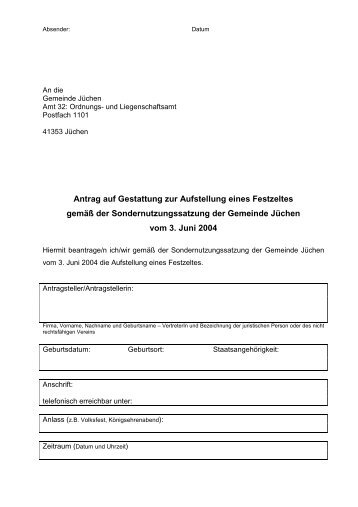 Antrag Zelte-Aufbau - Gemeinde JÃ¼chen