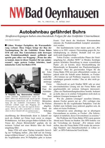 Autobahnbau gefÃ¤hrdet Buhrs