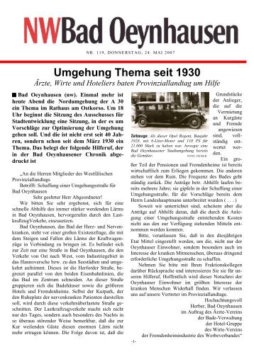 Umgehung Thema seit 1930 - Bad Oeynhausen