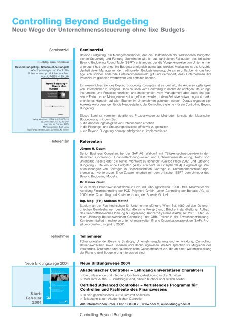 Controlling Beyond Budgeting - Juergen Daum
