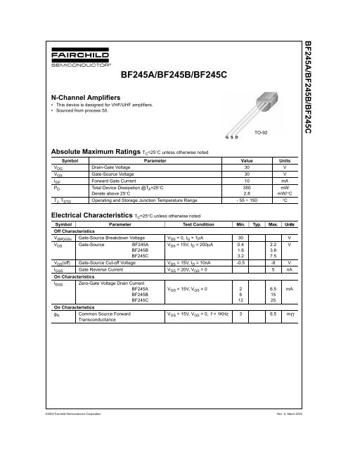 Bf245c datasheet