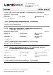 Gewinner Jugend-forscht 2013 Regionalwettbewerb