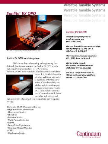 Sunlite EX OPO - Continuum Lasers