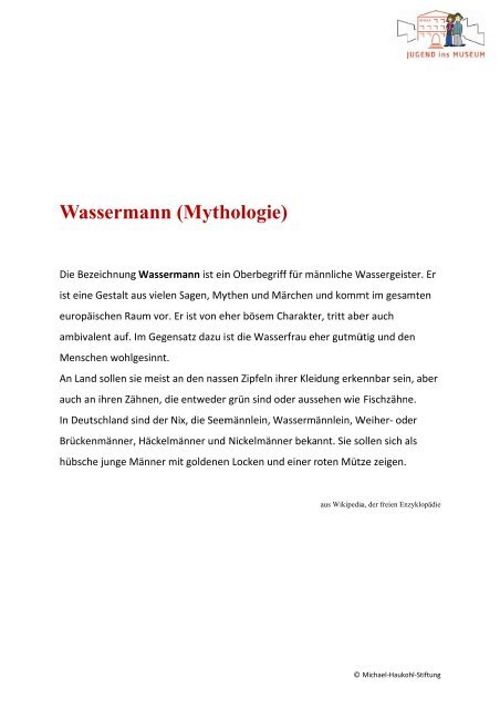 M1 Der kleine Wassermann (PDF) - Jugend ins Museum