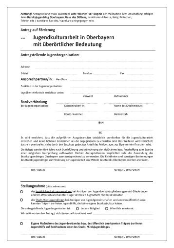 Antragsformular und Richtlinien - Bezirksjugendring Oberbayern