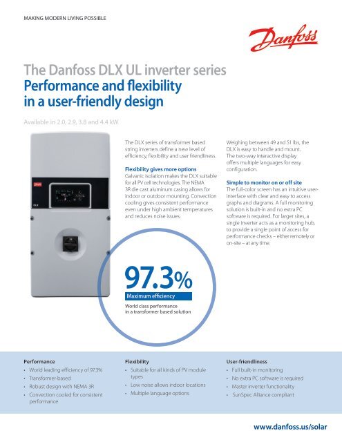 The Danfoss DLX UL inverter series Performance and flexibility in a ...
