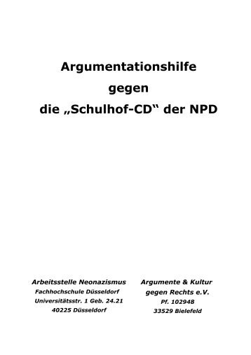 Argumentationshilfe gegen die "Schulhof-CD" der NPD - Jugend.rlp.de