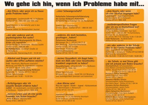 Flyer Jugend Deutsch - Kommunale Jugendarbeit Neckarsulm