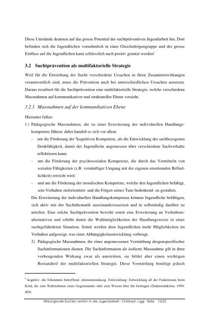 [PDF] Wirkungsvolle SuchtprÃ¤vention in der ... - Jugendarbeit.ch