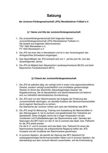 zum PDF Download Satzung - JFG Wendelstein