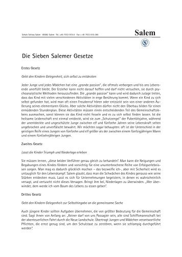 Kurt Hahn: Die sieben Salemer Gesetze