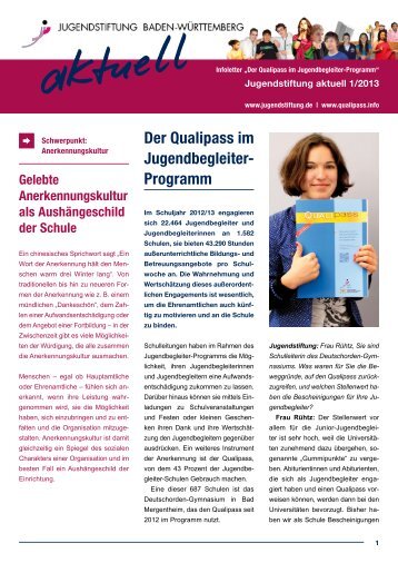 Der Qualipass im Jugendbegleiter- Programm - Jugendstiftung