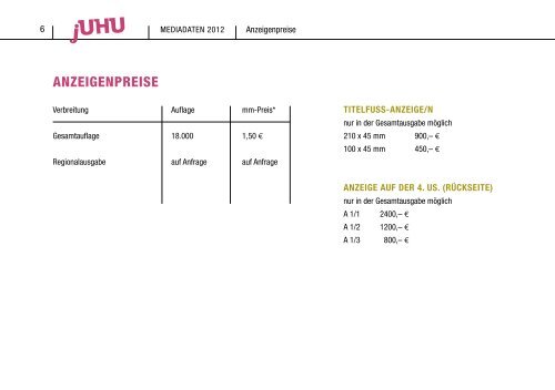 das junge Magazin fÃ¼r Seniorenkultur MEDIADATEN NR. 03 | 2012