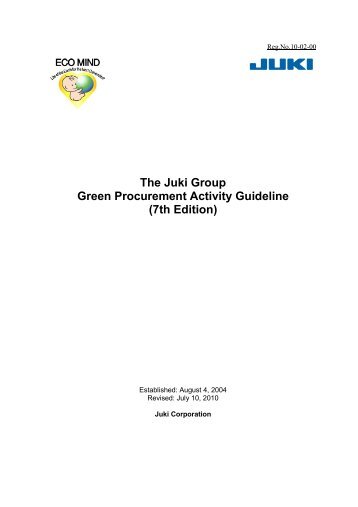 The Juki Group Green Procurement Activity Guideline (7th Edition)