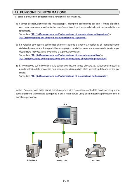 MANUALE D'ISTRUZIONI II. Sezione funzionamento - JUKI