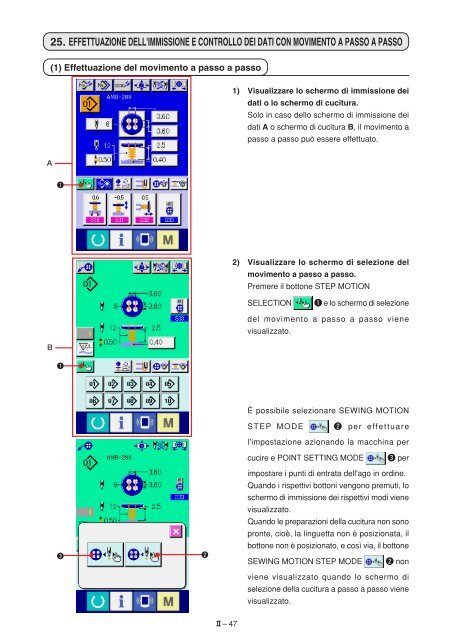 MANUALE D'ISTRUZIONI II. Sezione funzionamento - JUKI