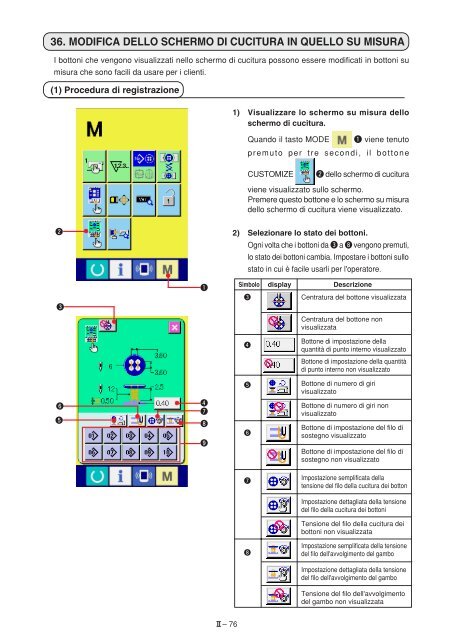 MANUALE D'ISTRUZIONI II. Sezione funzionamento - JUKI