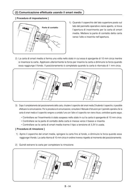 MANUALE D'ISTRUZIONI II. Sezione funzionamento - JUKI