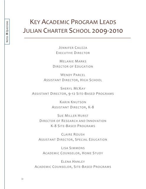 2009-2010 Self-Study WASC Action Plan - Julian Charter School