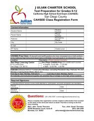 CAHSEE Class Registration Form - Julian Charter School
