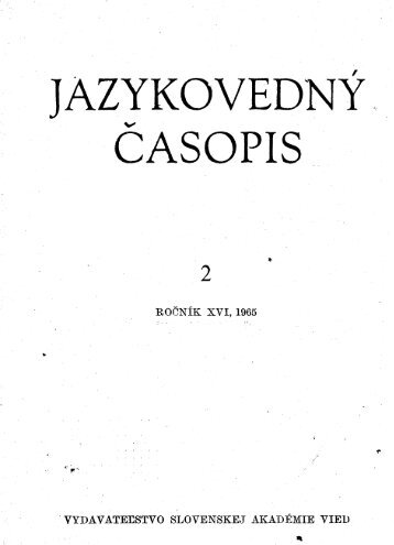 JAZYKOVEDNÃ ÄASOPIS - JazykovednÃ½ Ãºstav Ä½udovÃ­ta Å tÃºra - SAV