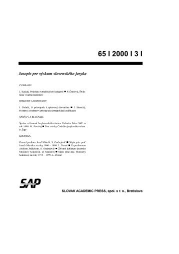 62 I 1997 I 3 I - JazykovednÃ½ Ãºstav Ä½udovÃ­ta Å tÃºra - SAV